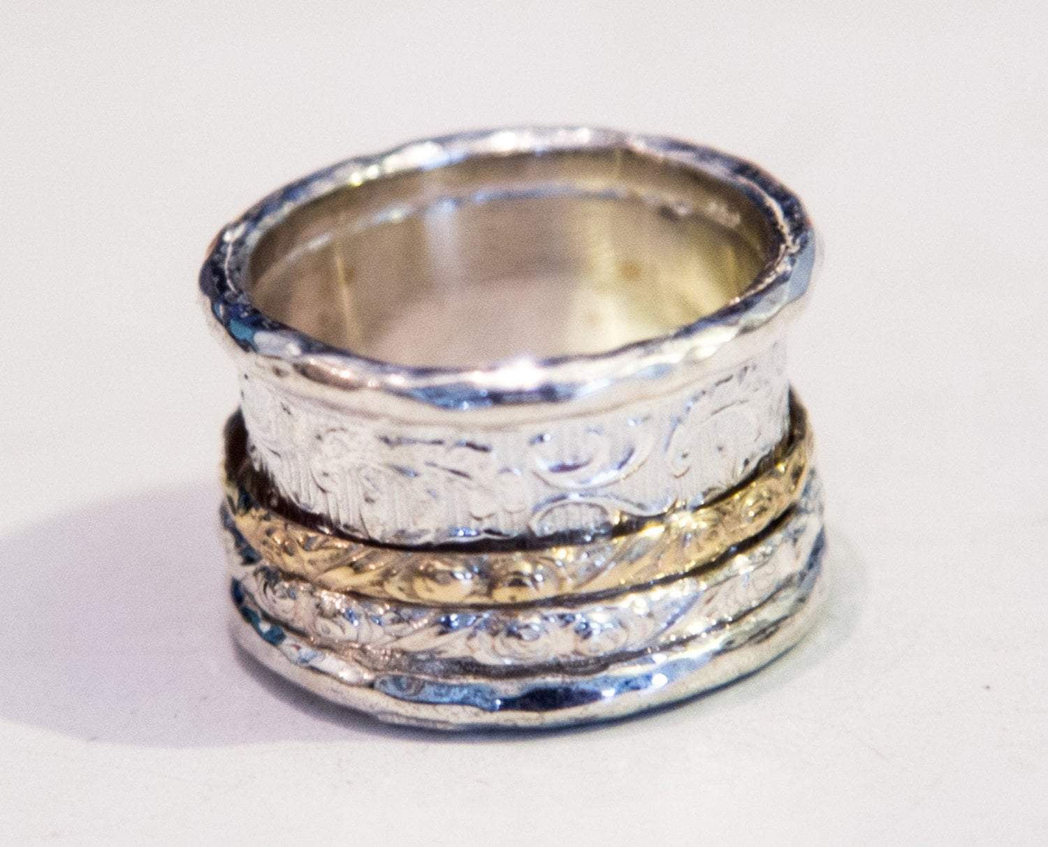 Bluenoemi Jewelry Rings Spinner ring for woman, Meditation Ring. Stackable Silver Gold Rings