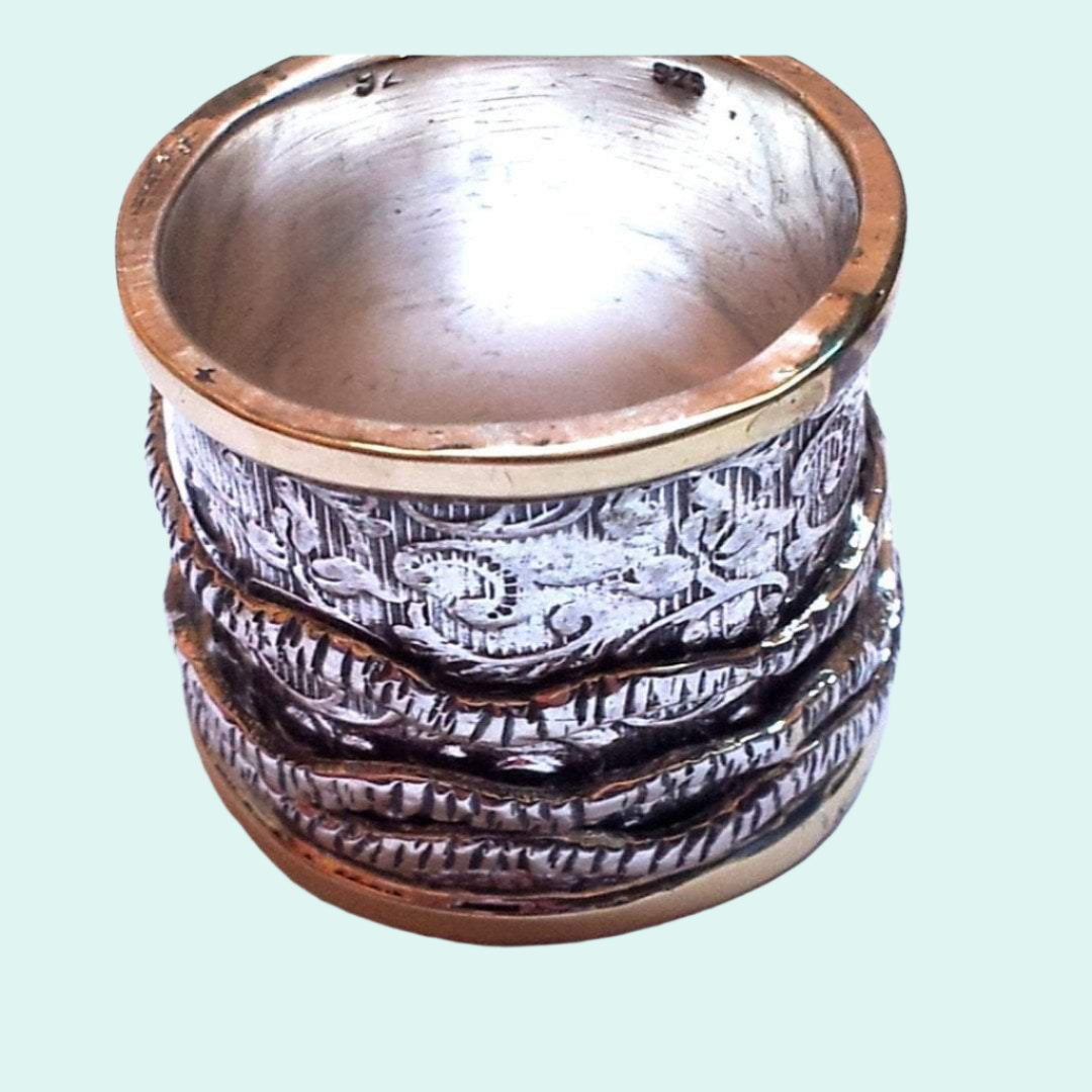 Spinner Ring Romantic floral vintage engagement and everyday spinning ring silver & gold 9 ct - Bluenoemi