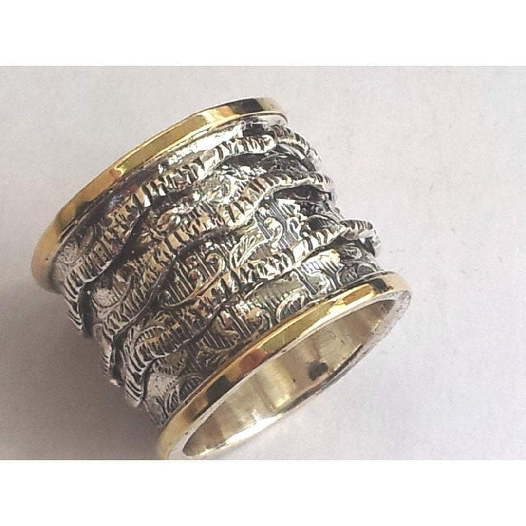 Bluenoemi Jewelry Rings Spinner Ring Romantic floral vintage engagement and everyday spinning ring silver & gold 9 ct