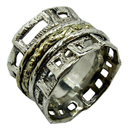 Bluenoemi Jewelry Rings Spinner Ring Romantic Rings silver gold spinner rings Israeli Meditation rings for Man