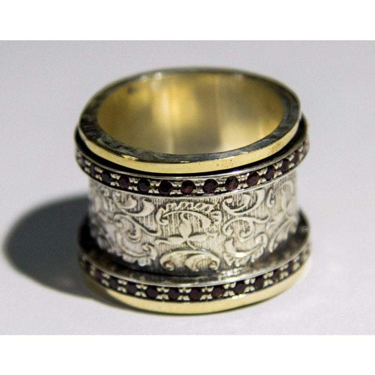 Fidget rings for women, silver gold garnets