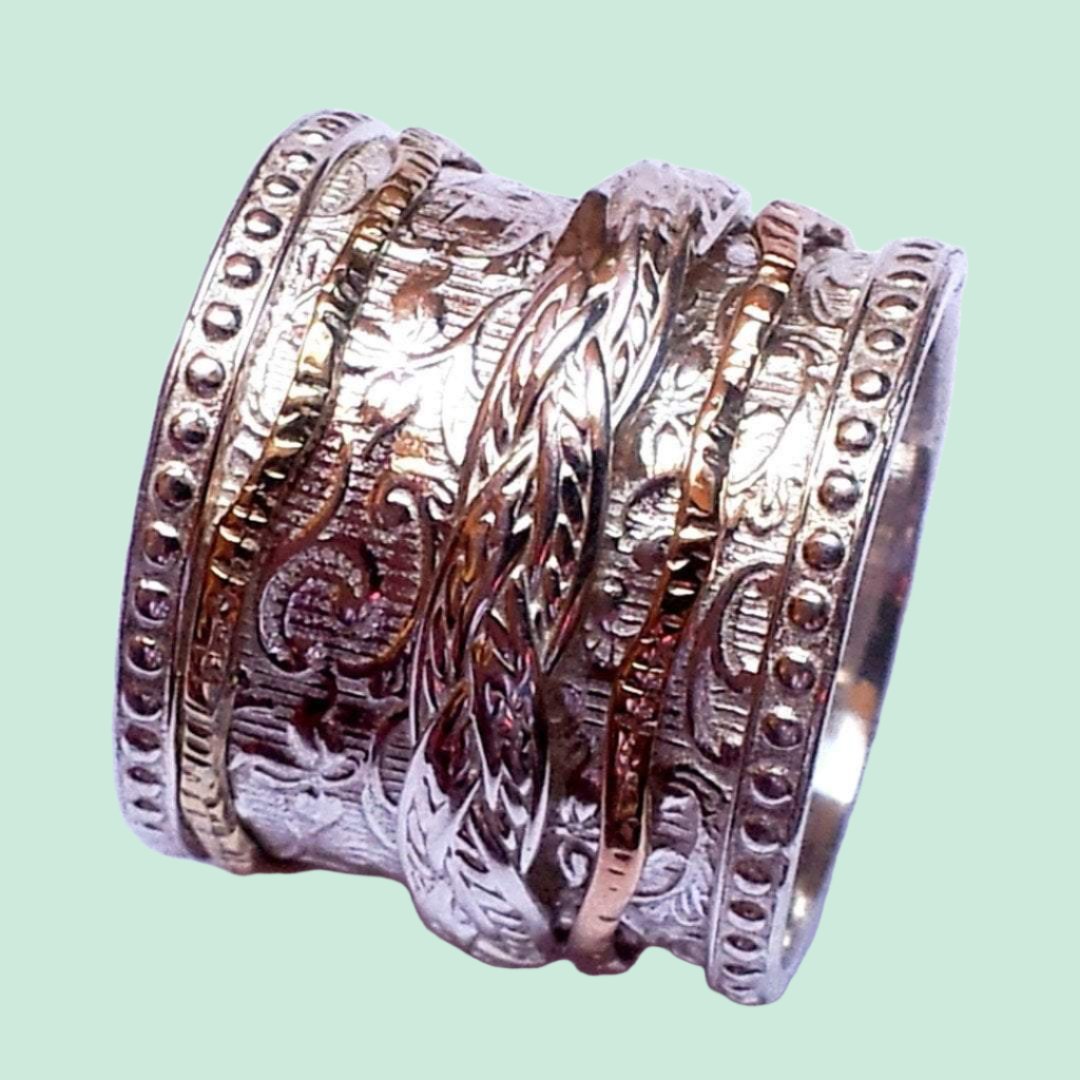 Bluenoemi Jewelry Rings Spinner ring , spinning ring, silver and gold rings , silver rings for woman celtic spinner rings