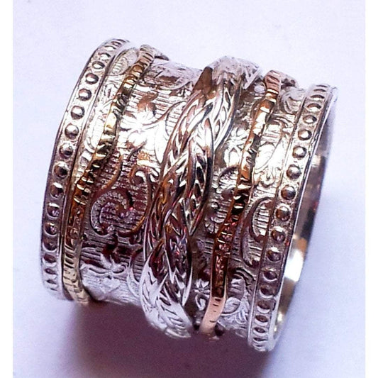 Bluenoemi Jewelry Rings Spinner ring , spinning ring, silver and gold rings , silver rings for woman celtic spinner rings