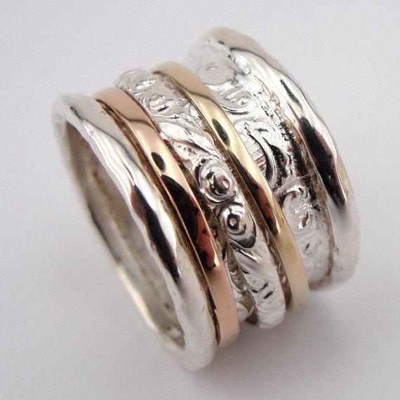 Bluenoemi Jewelry Rings Spinner ring spinning ring silver gold jewelry Israeli rings Meditation ring