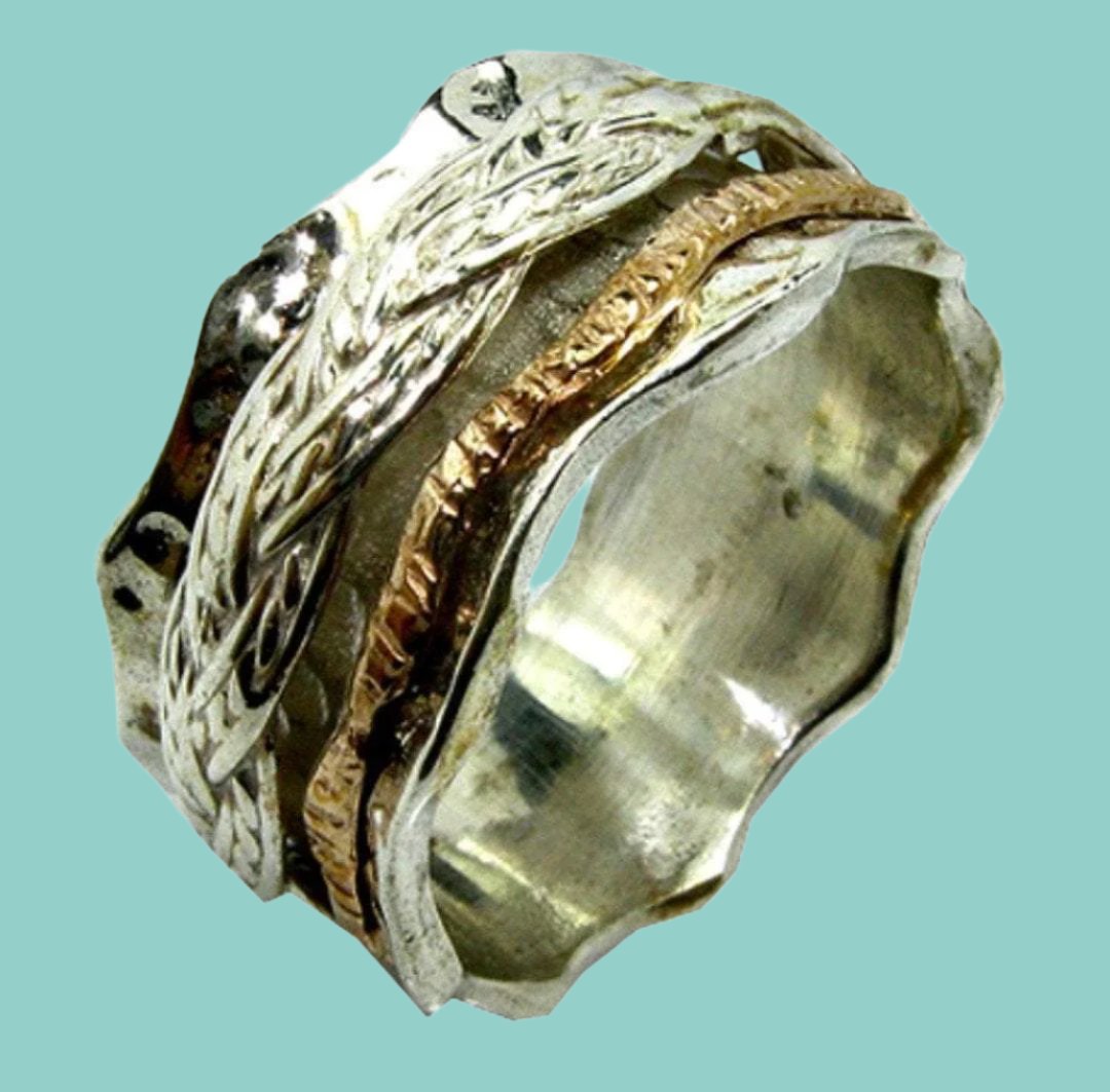 Bluenoemi Jewelry Rings Spinner ring stress relief silver gold designer rings celtic Israeli rings in all sizes