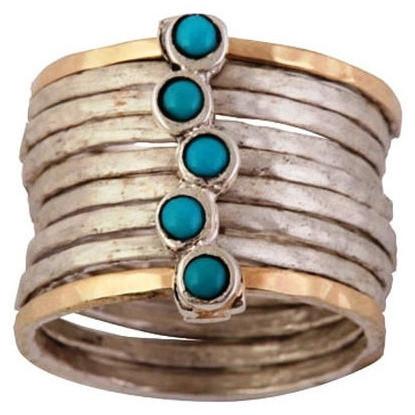 Stack ring, ring for woman, blue turquoises rings, gold stacking rings, garnets ring - Bluenoemi