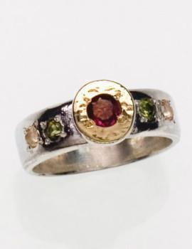 Bluenoemi Jewelry Rings Sterling silver and gold 9 carats Ring set with a tourmaline ring for woman