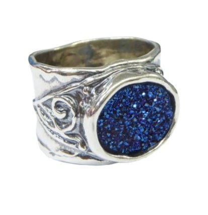 Bluenoemi Jewelry Rings Sterling Silver Ring set with a Brilliant Druze Stone