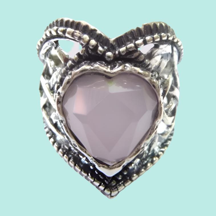 Timeless Romance: Vintage-Inspired Sterling Silver Rose Quartz Ring - Bluenoemi