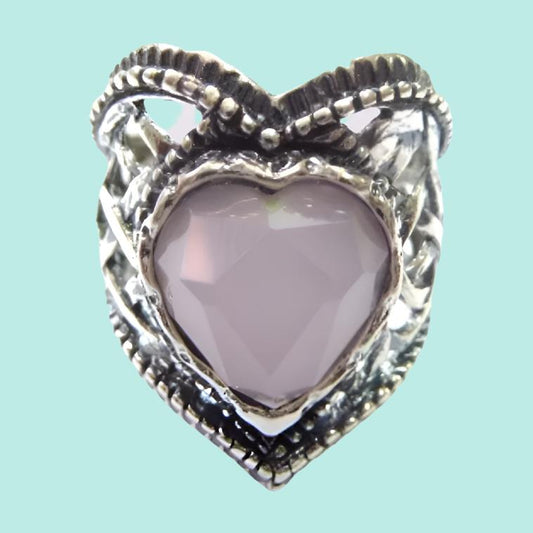Timeless Romance: Vintage-Inspired Sterling Silver Rose Quartz Ring - Bluenoemi