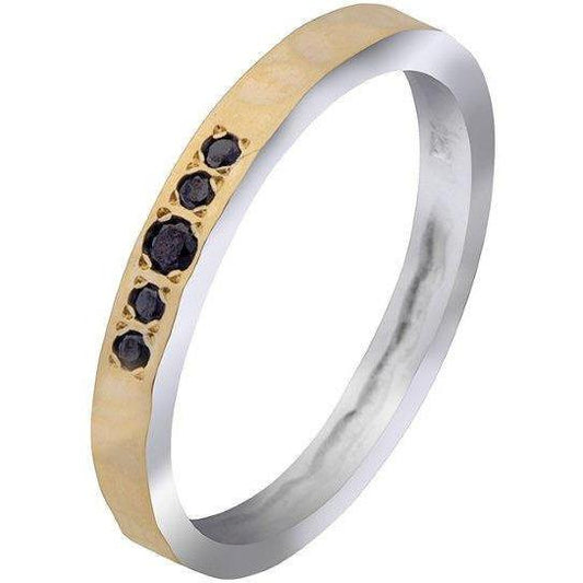 Bluenoemi Jewelry Rings Woman's ring, Black Diamonds silver and gold ring for woman, Delicate stacking ring