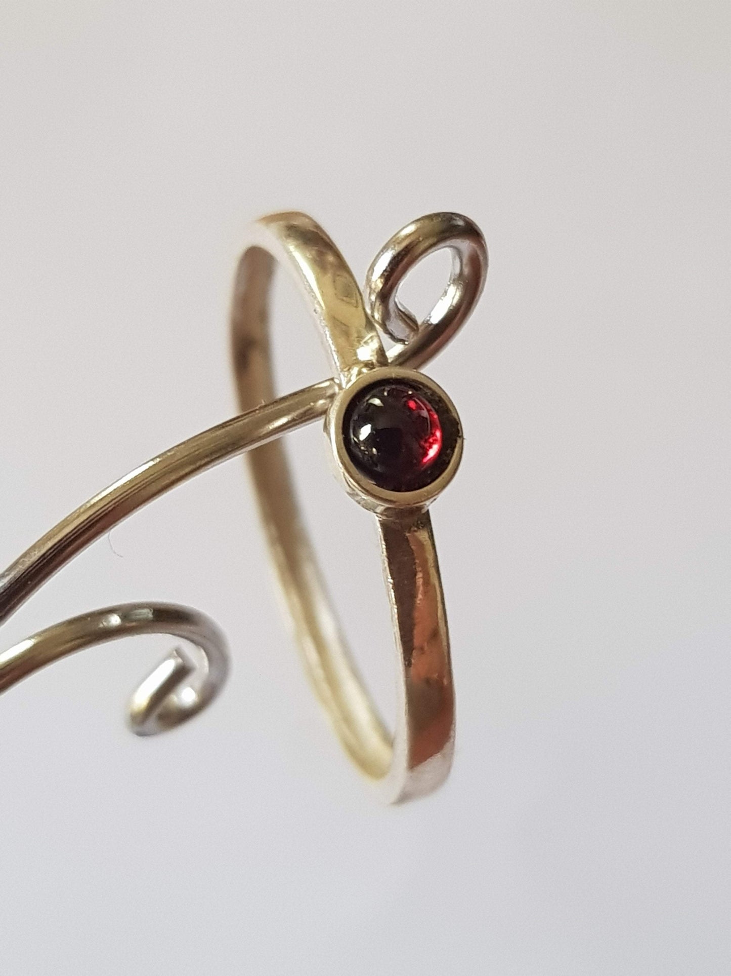 Bluenoemi Jewelry Silver Ring Delicate sterling silver ring for woman with a garnet, stacking chic ring for woman