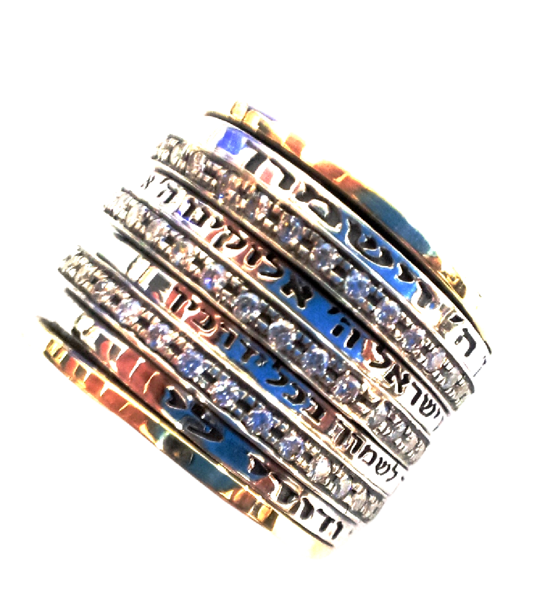 Bluenoemi Jewelry Spinner Ring All Sizes / silver gold Israeli spinner rings Stackable Unisex Blessing Spinner Ring, Silver and Gold Personalized Rings