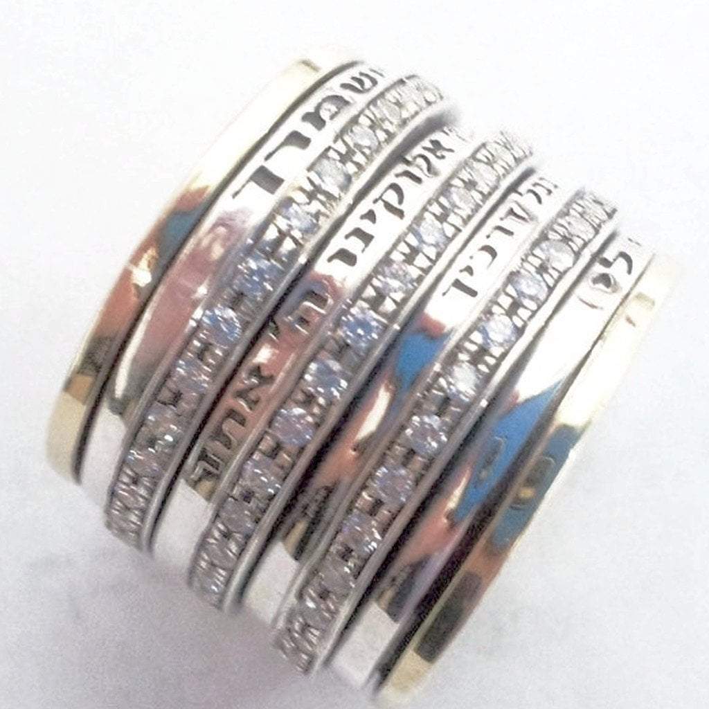 Bluenoemi Jewelry Spinner Ring All Sizes / silver gold Israeli spinner rings Stackable Unisex Blessing Spinner Ring, Silver and Gold Personalized Rings