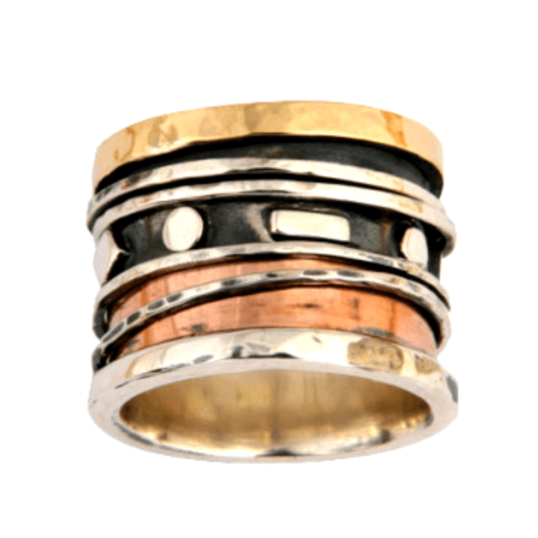 Bluenoemi Jewelry Spinner Ring Elegant Spinner Ring Meditation ring Sterling silver 9K yellow rose gold.