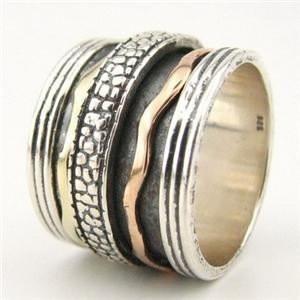 Bluenoemi Jewelry Spinner Ring Spinner ring handcrafted in Israel, silver and gold