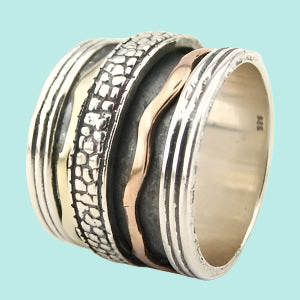 Bluenoemi Jewelry Spinner Ring Spinner ring handcrafted in Israel, silver and gold