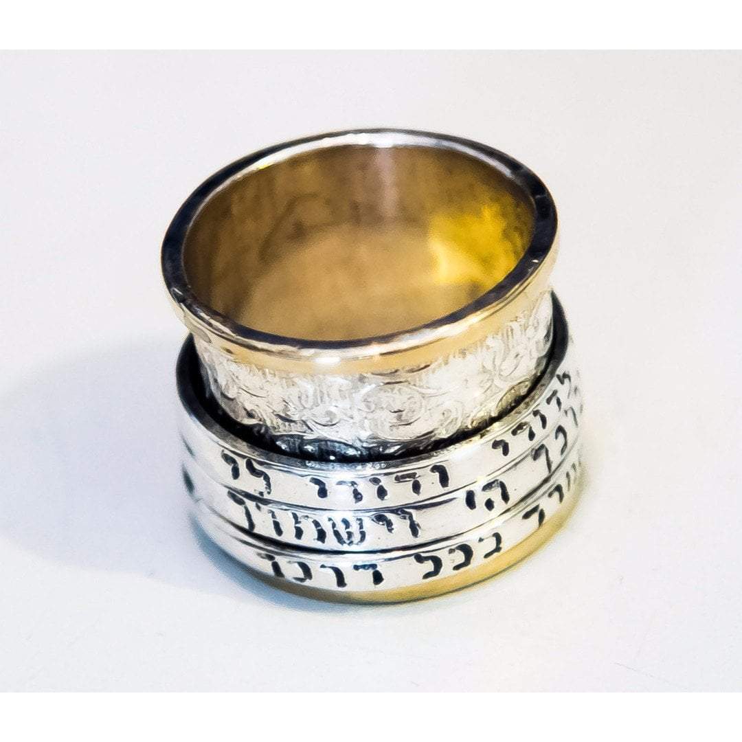 Bluenoemi Jewelry Spinner Rings 5 / Ani le Dodi ... / silver-gold Bluenoemi Jewelry Sterling Silver Gold Spinning Ring Priestly Blessing