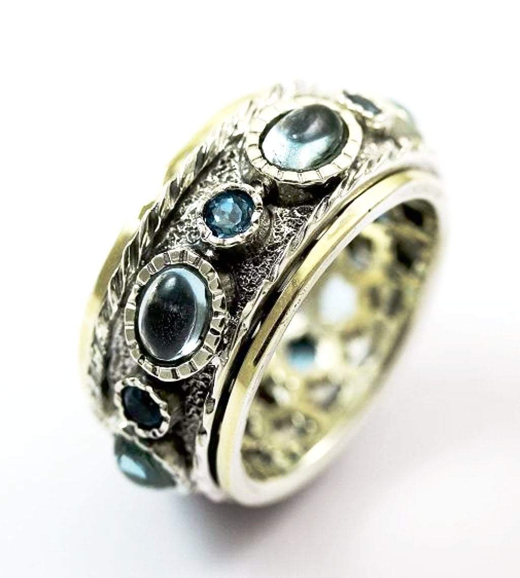Bluenoemi Jewelry Spinner Rings 5 / blue topaz Unique spinner Rings / Meditation Rings / fidget rings / best spinner rings / Bluenoemi ring for woman - online jewellery shopping store