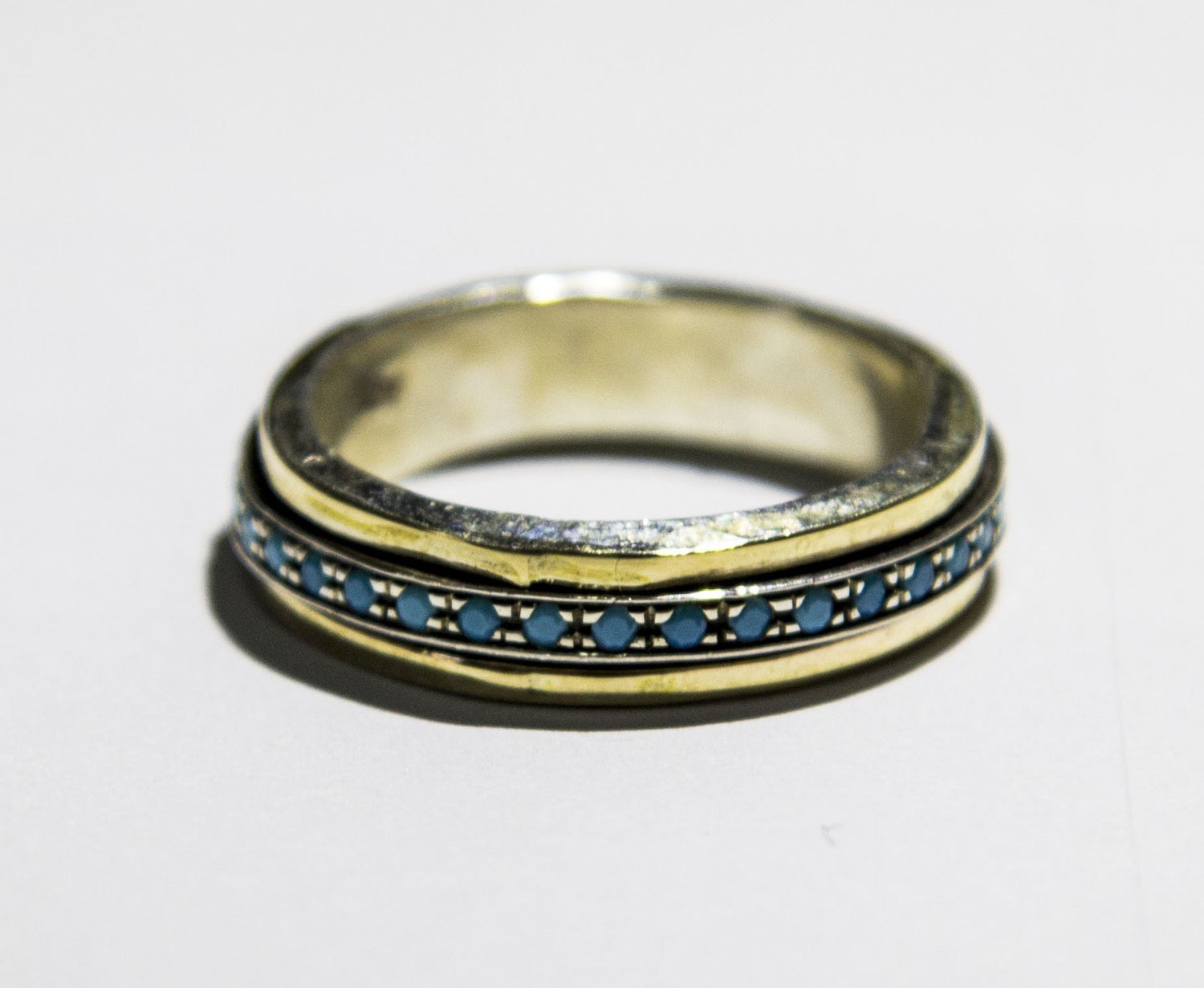 fidget ring spinner sterling silver ring with 9 ct gold