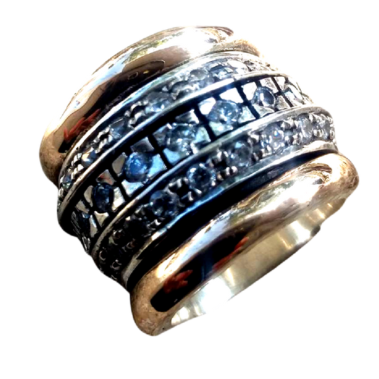 Womens spinner rings, Sterling Silver and gold ring for women - Bluenoemi