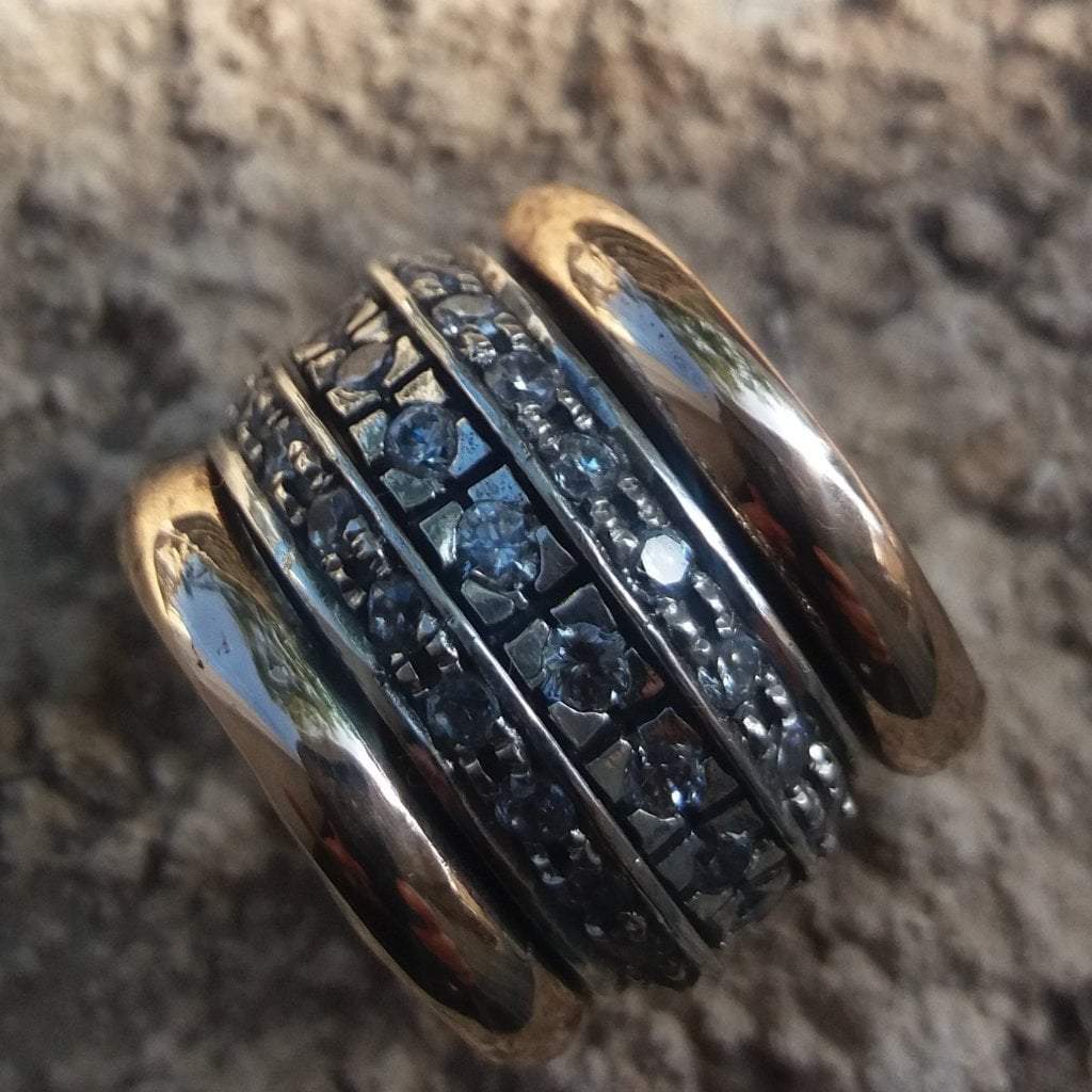 Bluenoemi Jewelry Spinner Rings Bluenoemi Ring for woman Spinner ring , Sterling Silver 9K gold ring,  CZ rings for women or men