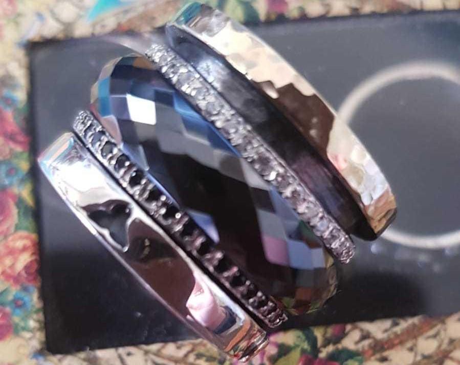 Bluenoemi Jewelry Spinner Rings Bluenoemi Spinner ring for man / ring for woman / Silver .925 9kt gold ceramic. Fidget ring. Anxiety ring.