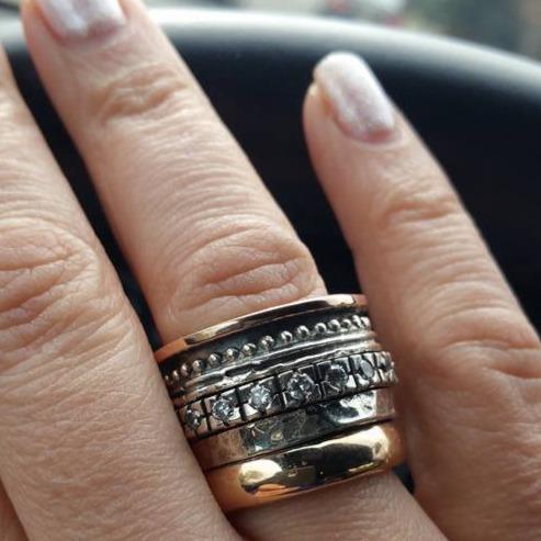 Bluenoemi Jewelry Spinner Rings Bluenoemi Spinner Rings for Women Meditation Ring for Woman. Silver Gold  Zircons / Garnets / Opals.