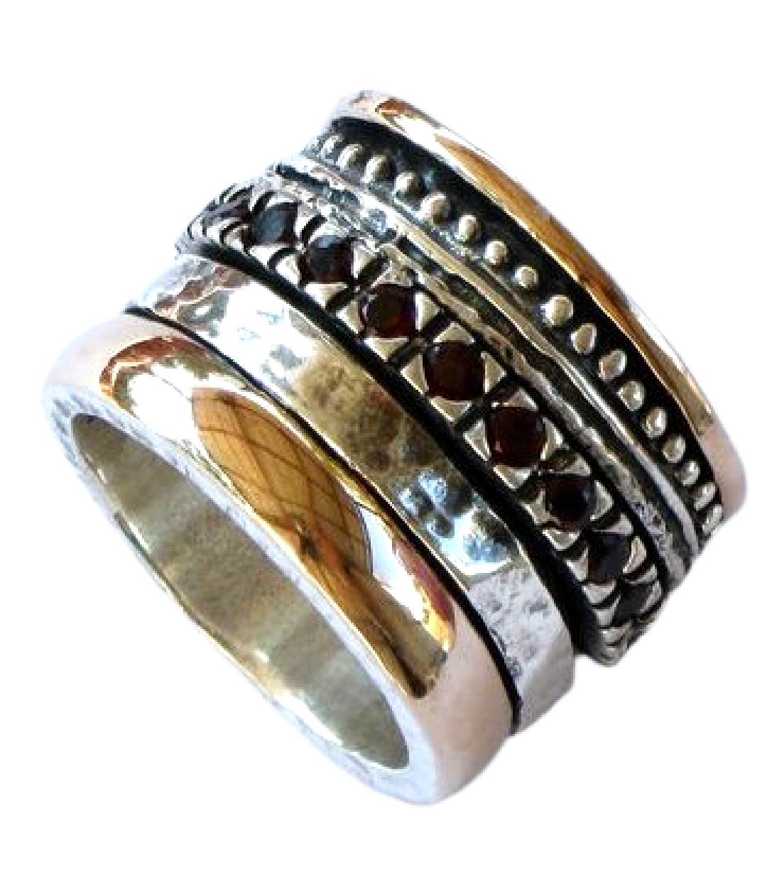 Spinner ring womens amazing Ring for Woman. Silver Gold  Zircons / Garnets / Opals.