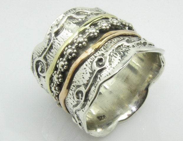 Bluenoemi Jewelry Spinner rings for women. Silver spinner ring, Silver & gold Israeli ring