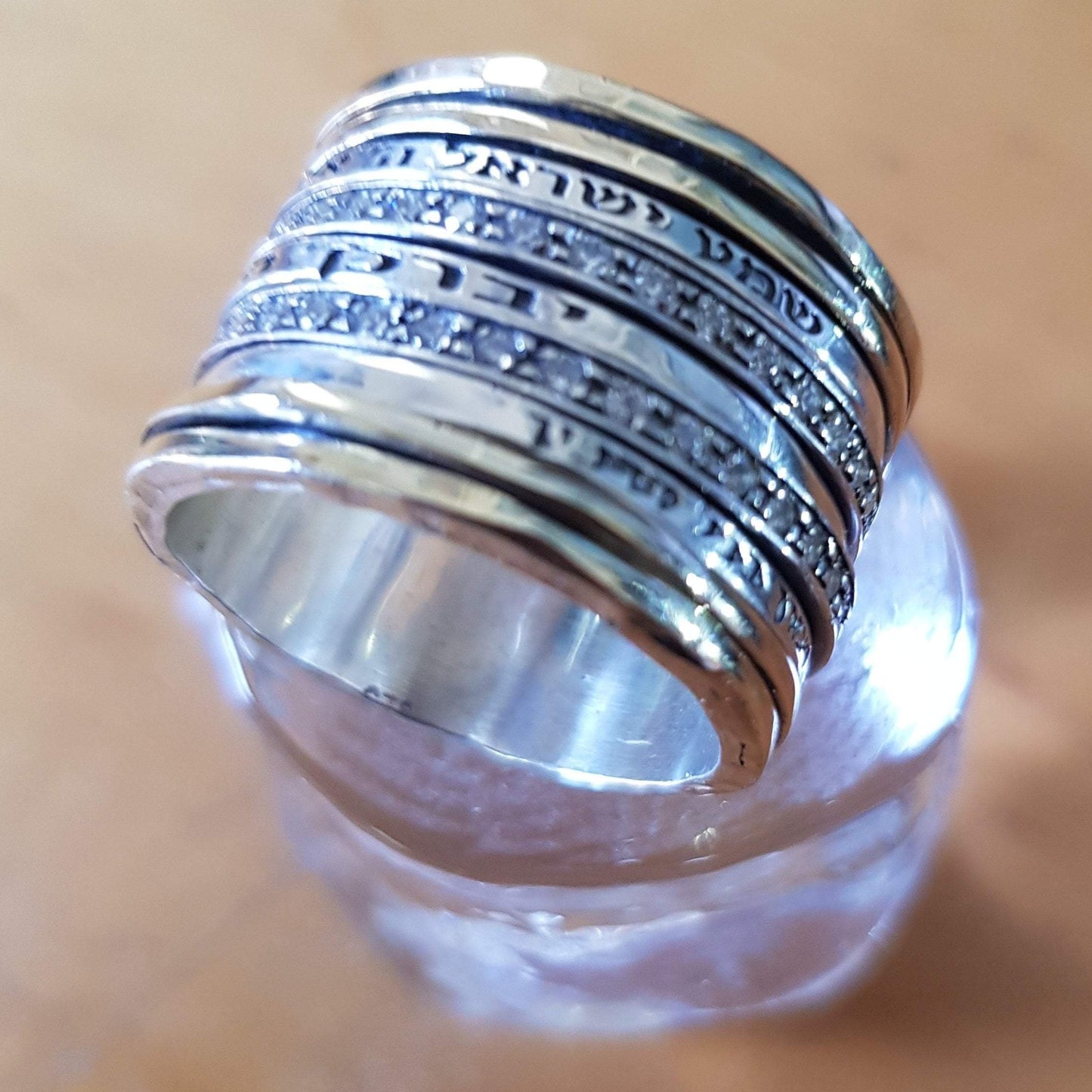 Bluenoemi Jewelry Spinner Rings Israeli spinner rings | Rings for Woman | Bluenoemi israeli jewelry | Engraved Personalized Meditation Ring with Blessings / Quotes