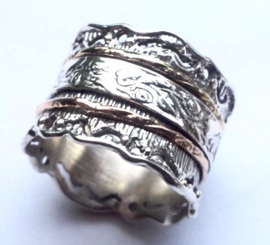Bluenoemi Jewelry Spinner Rings Romantic Floral spinner spinning ring silver gold Meditation rings