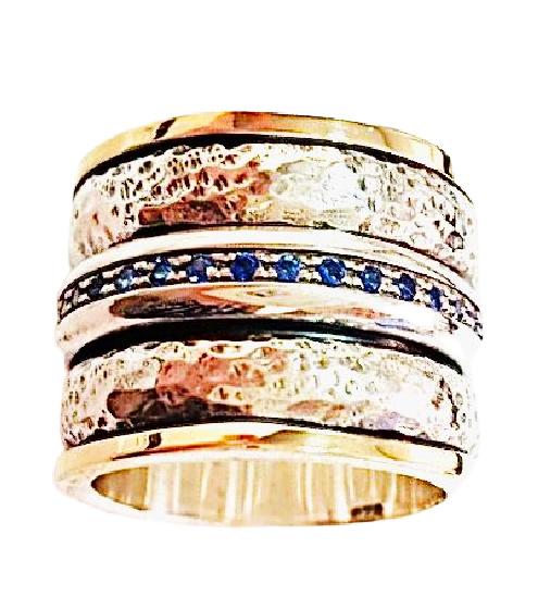 Bluenoemi Jewelry Spinner Rings Silver Gold Spinner ring, CZ zircons spinner ring, ring for woman