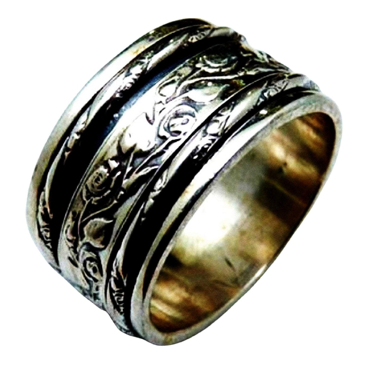Bluenoemi Jewelry Spinner Rings Sterling Silver Spinner ring designer jewelry floral Israeli rings