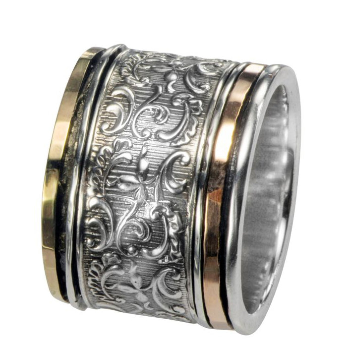 Bluenoemi Jewelry Spinner Rings Unique Israeli Spinner Ring for Woman - fidget ring - meditation ring. Set with cz
