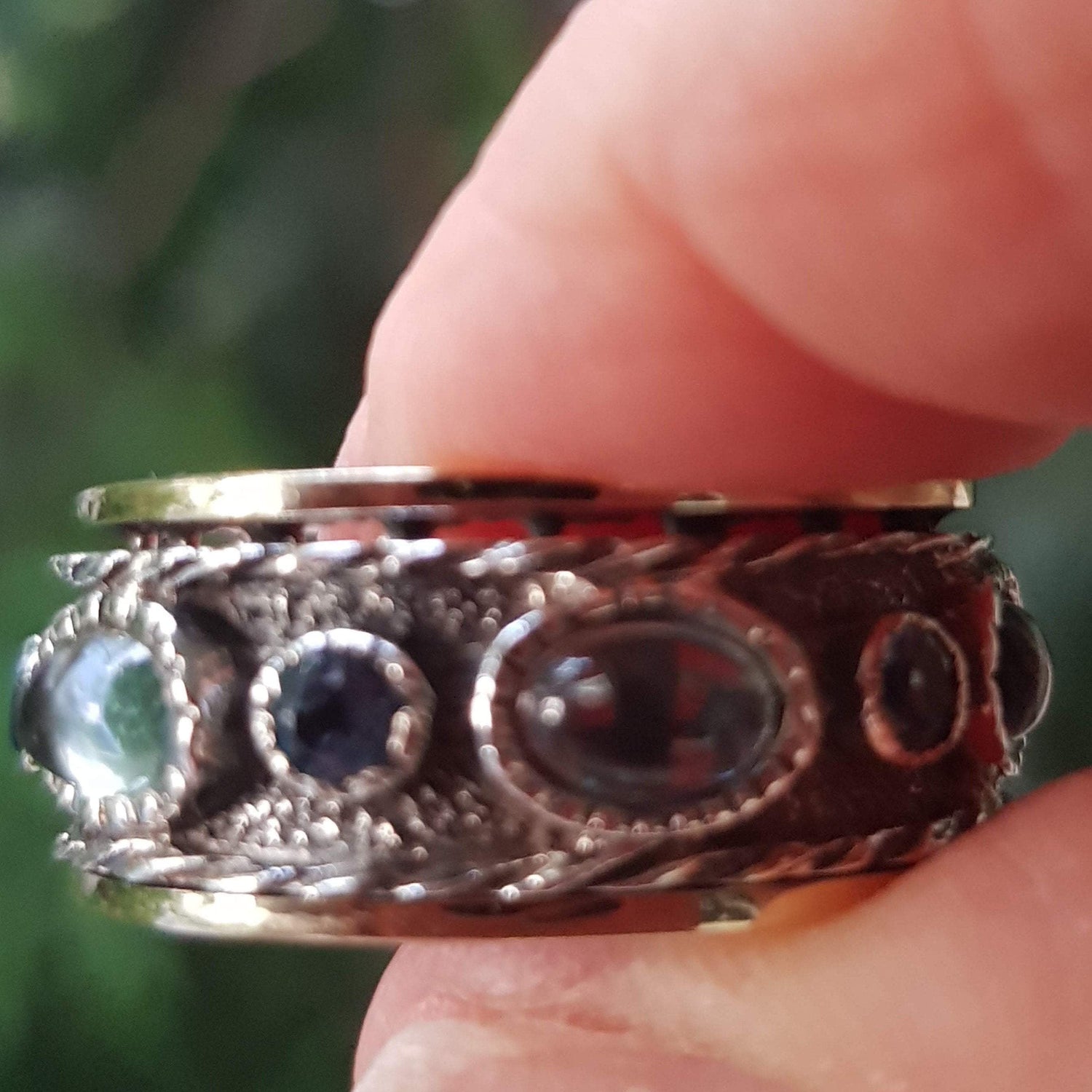 Hammered Gemstone Fidget Spinner Ring – Into the Pines Jewelry