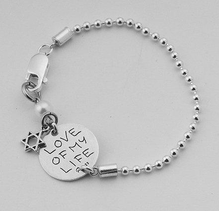 Bluenoemi Jewelry Sterling Silver Bracelet,   Israeli bracelet for woman,  Love of my Life