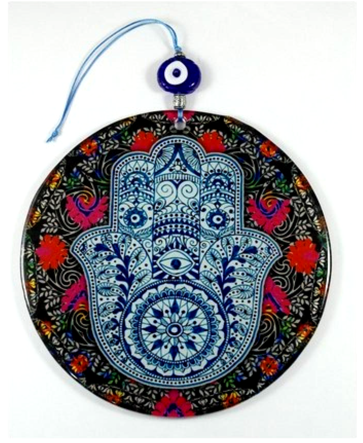 Bluenoemi Jewelry wall hamgings 1 Hamsa Glass Bless Your Home or Office with Luck, Prosperity, Success and Good Fortune.