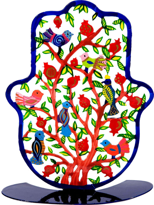 Bluenoemi Jewelry wall hanging Bluenoemi Israeli Gifts Hamsa Metal Laser Cut Flowers Birds Pomegranates Tree