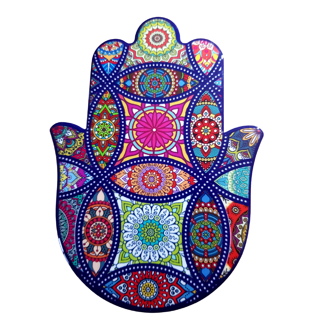 Bluenoemi Jewelry wall hanging pink and blue Bluenoemi Armenian Ceramic Hamsa Blessing for Home Evil Eye Beautiful Design