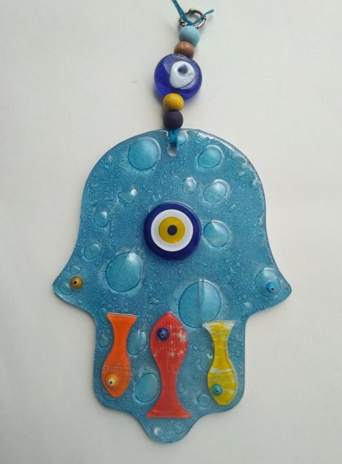 Bluenoemi Jewelry Wall Hangings Glass Ceramic Hamsa Souvenir Luck and Jewish Symbols