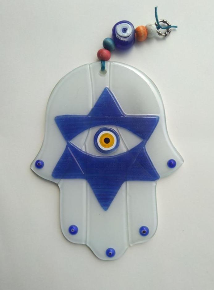 Bluenoemi Jewelry Wall Hangings Star of David Glass Ceramic Hamsa Souvenir Luck and Jewish Symbols