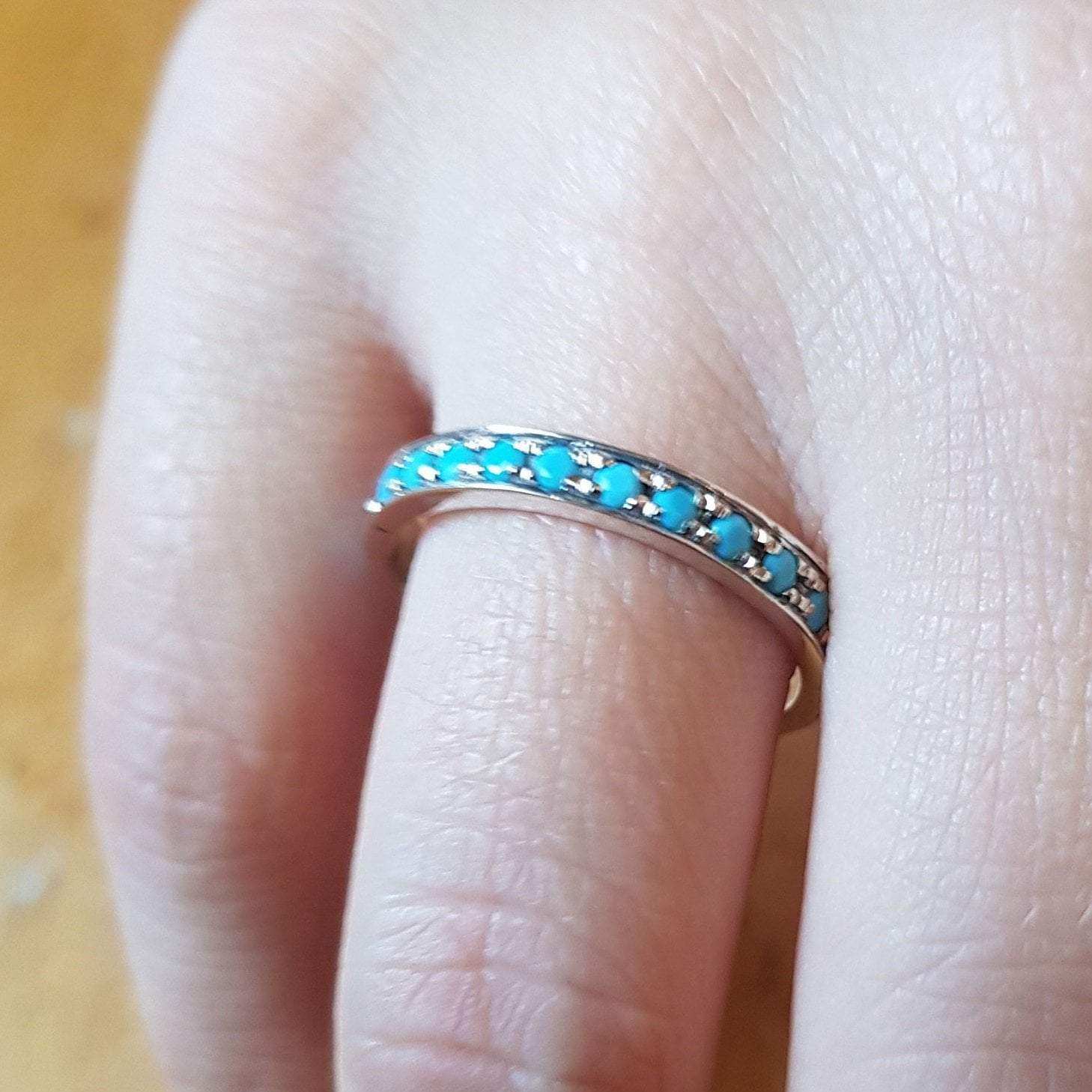 Bluenoemi Jewelry womens rings, rings for women, stacking ring, blue opals ring, delicate jewelry, sterling band ring for woman