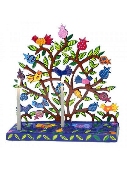 Bluenoemi Menorah Bluenoemi Jewish Designer Hanukkah candles Birds & Pomegranates Menorah Jewish Gift