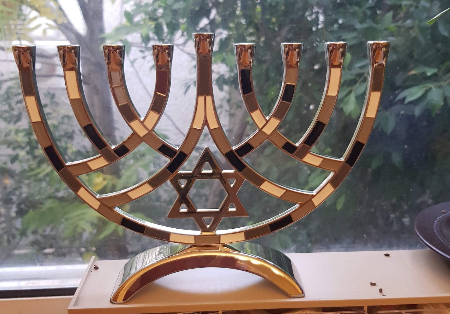 Bluenoemi Menorah greys Bluenoemi Jewish Hanukkah Candles Menorah Judaica Gift