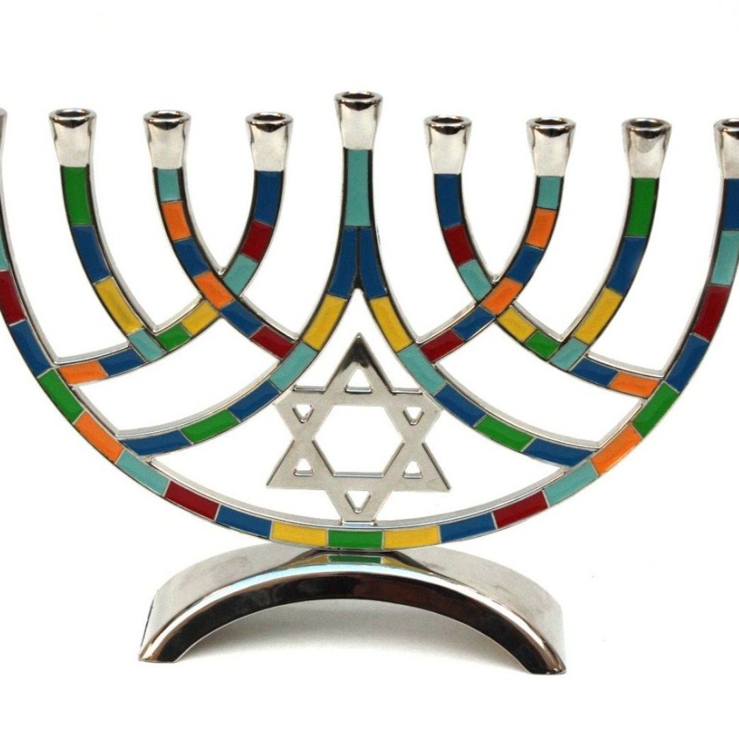Bluenoemi Menorah multicolor Bluenoemi Jewish Hanukkah Candles Menorah Judaica Gift