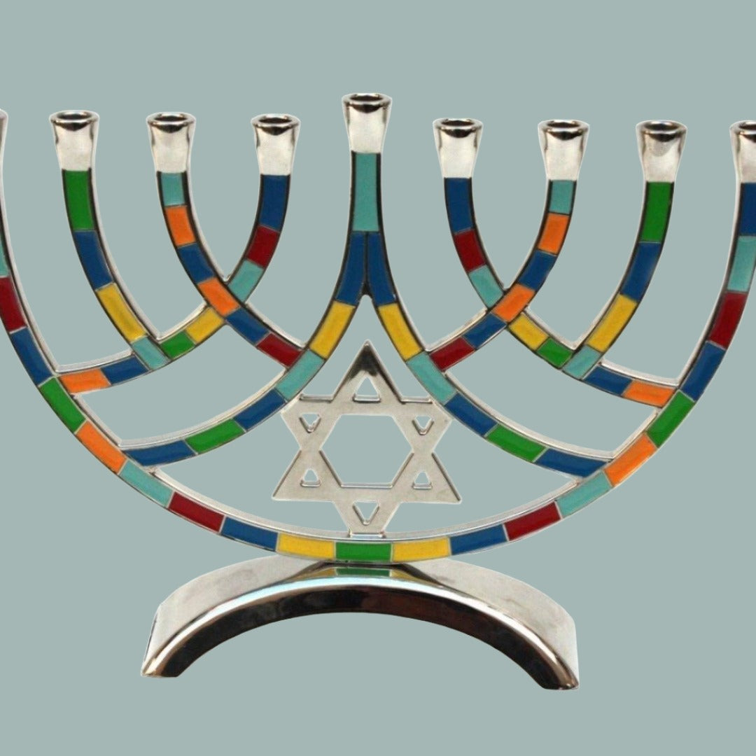 Bluenoemi Menorah multicolor Bluenoemi Jewish Hanukkah Candles Menorah Judaica Gift