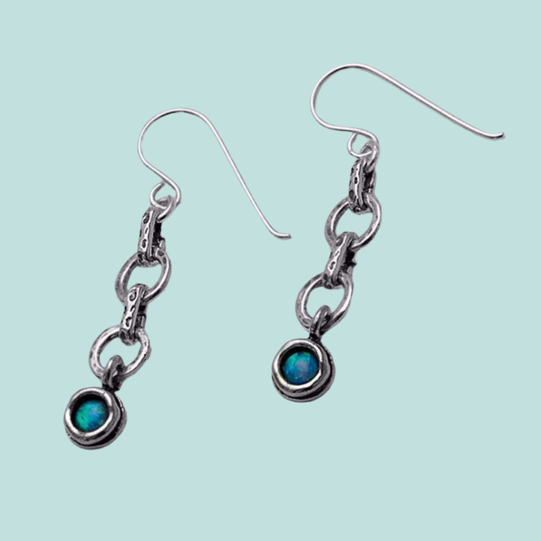 Bluenoemi - My Jewelry Earrings Blue Sterling Silver earrings, Blue opal silver earrings, Dangling  silver earrings