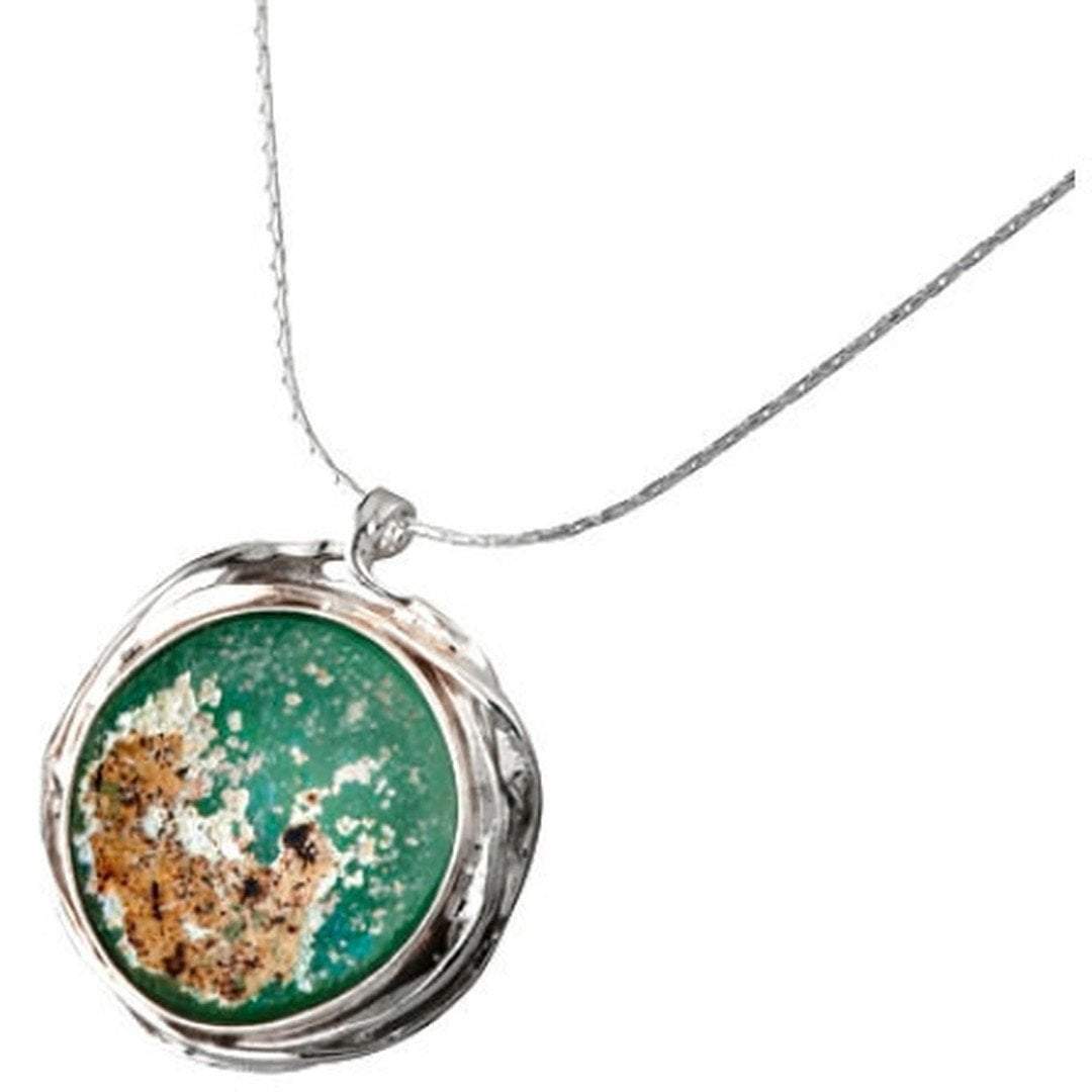 Bluenoemi - My Jewelry Necklaces green Roman Glass artistic jewelry / silver necklace / roman glass necklace