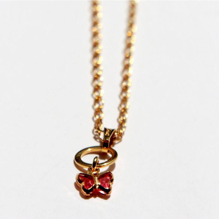 Bluenoemi - My Jewelry Necklaces red Necklace Butterfly charm cute gold plated bridesmaid necklace.